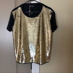 Emporio Armani Gold Sequin Blouse US 8